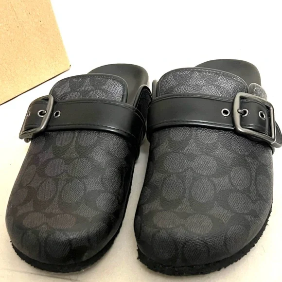 Coach Men Black Benjamin Clog In Signature Canvas Size 9 Shoes - Picture 5 of 9
